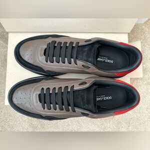 Size 12 Dolce & Gabbana Men's Brown/Black Roma Leather Sneakers with Suede trim